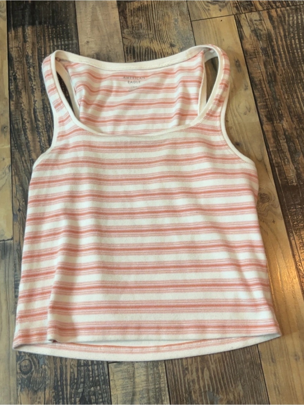 American Eagle Outfitters Cream and Pink Striped Tank